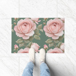 Felpudo Rosas Inglesas Clásicas en Rosa Rubor 