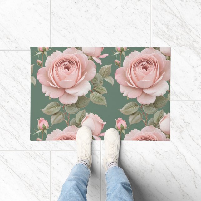 Felpudo Rosas Inglesas Clásicas en Rosa Rubor  (Interior)