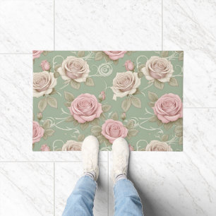 Felpudo Rosas inspiradas en Art Nouveau en tonos de rosa p