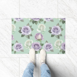 Felpudo Rosas Lilas Suaves Y Blancas Con Efectos De Acuare