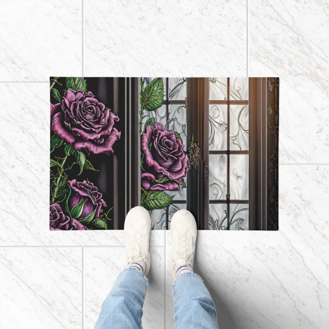 Felpudo Rosas púrpuras a la ventana - estilo gótico (Interior)