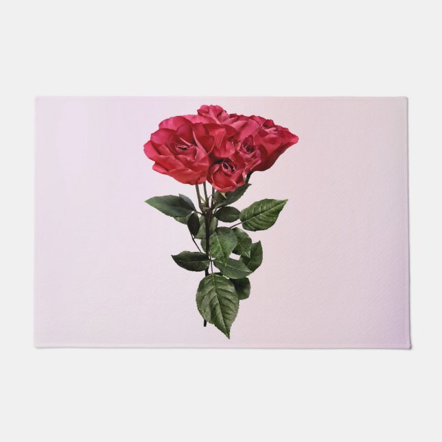 Felpudo Rosas rojas y hojas (Anverso)