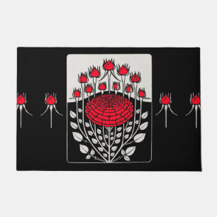 Felpudo ROSAS ROSAS NEGRAS BLANCAS, ROSEBUDS Floral Art No