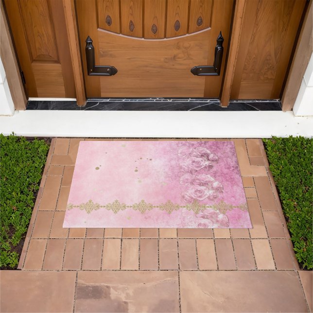 Felpudo Roses rosas rosas Damasco Grunge - Doormat, Rumbo (Exterior)
