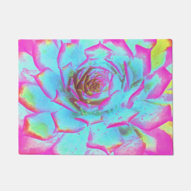 Felpudo Rosette de sedición azul y rosa caliente (Anverso)