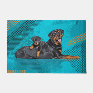 Felpudo Rottweiler con un perrito