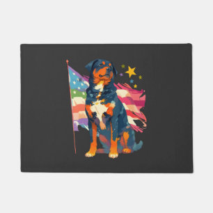 Felpudo Rottweiler patriótico con arte de la bandera de EE