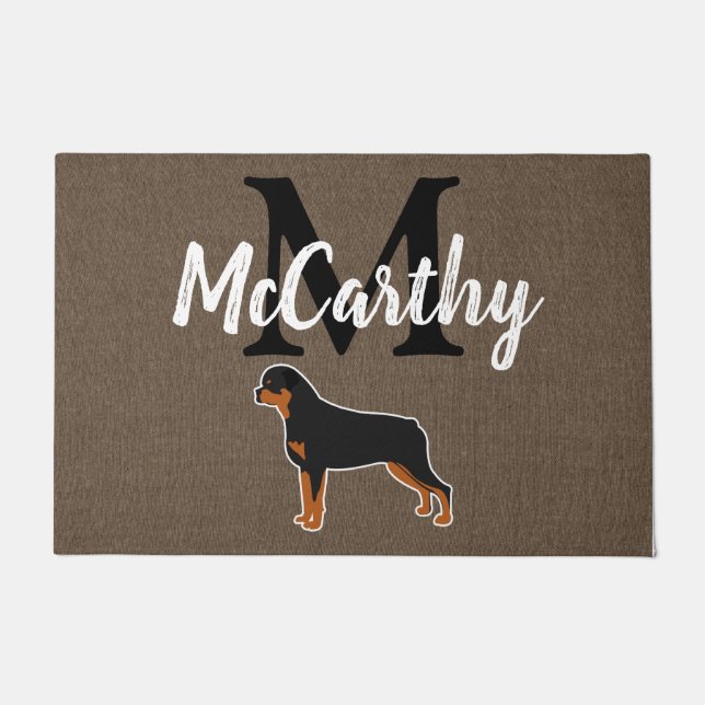 Felpudo Rottweiler Rottie Monograma Rústico Personalizado (Anverso)