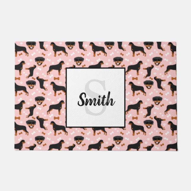 Felpudo Rottweilers Rotties Dog l Monograma Apellido (Anverso)