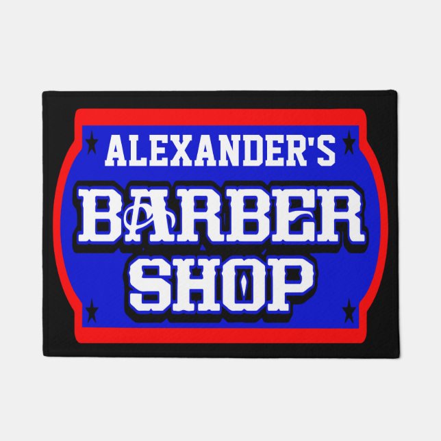 Felpudo Rótulo de Barbershop Personalize (Anverso)
