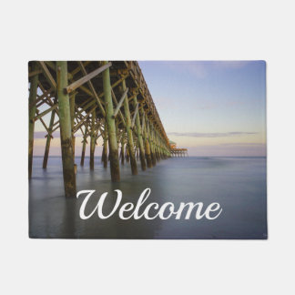 Felpudo Rótulo de bienvenida Folly Beach Pier Beauty
