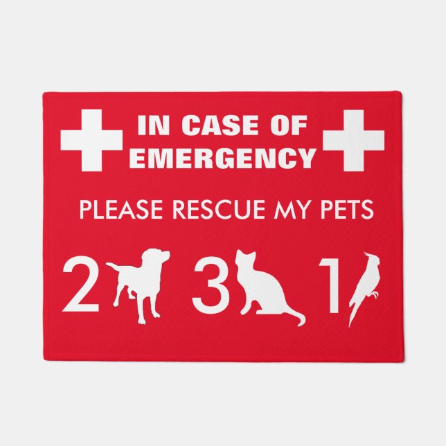 Felpudo Rótulo del rescate del mascota de la emergencia - (Anverso)