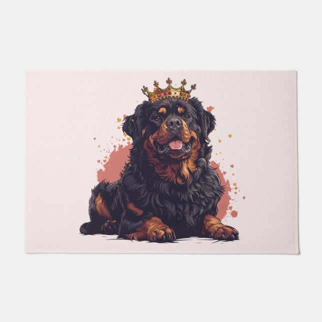 Felpudo Royal Rottweiler Dog Queen Crown (Anverso)
