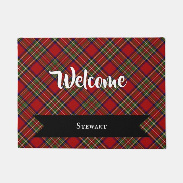 Felpudo Royal Stewart Clan Scottish Tartán Plaid Pattern (Anverso)