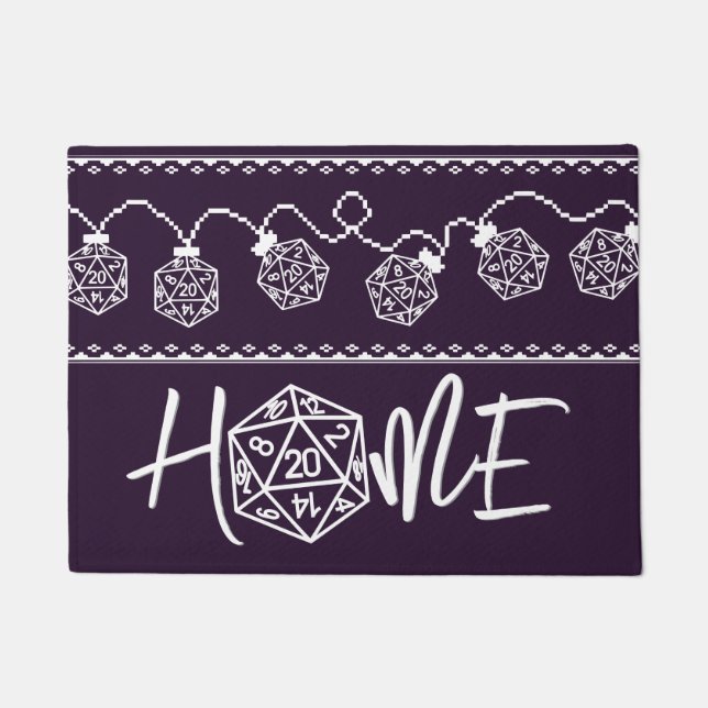 Felpudo RPG Luces Purple | Fantasía Tabletop Gamer Dice (Anverso)