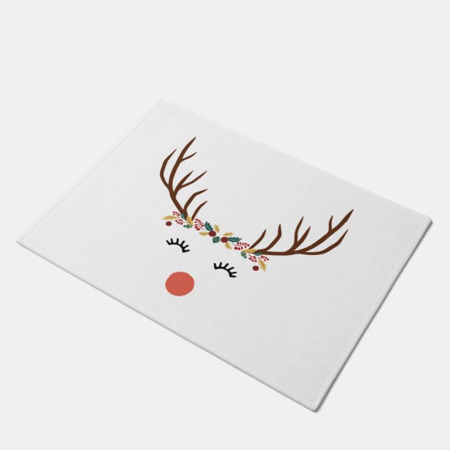 Felpudo Rudolph con corona floral (Angular)