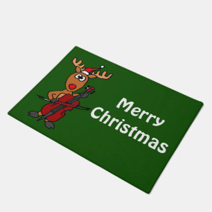 Felpudo Rudolph divertido que juega el Doormat del navidad