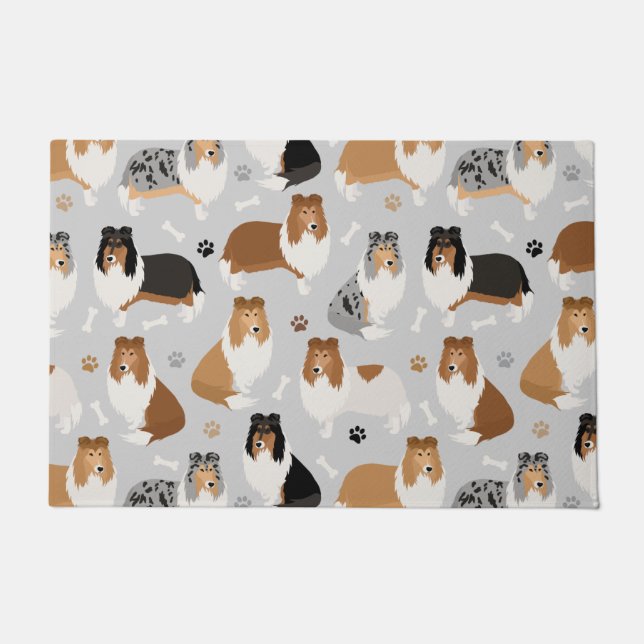 Felpudo Rudos de collie Paws y huesos Doormat (Anverso)