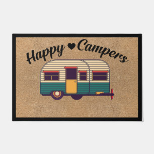 Felpudo Rug de citas de camping, campistas felices