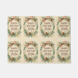 Felpudo rustic happy new year 2026 welcome mat
