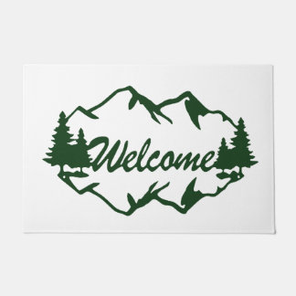 Felpudo Rustic Mountain & Pine Tree Forest Welcome Doormat