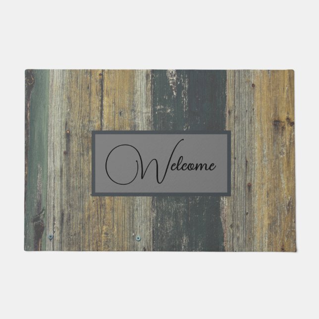 Felpudo "Rustic Wood Farmhouse Personalizado (Anverso)
