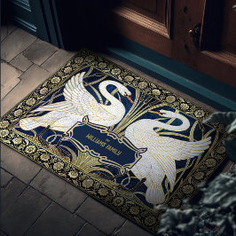 Felpudo Rústica de los cisnes e Iris Art Deco Dorado Decor