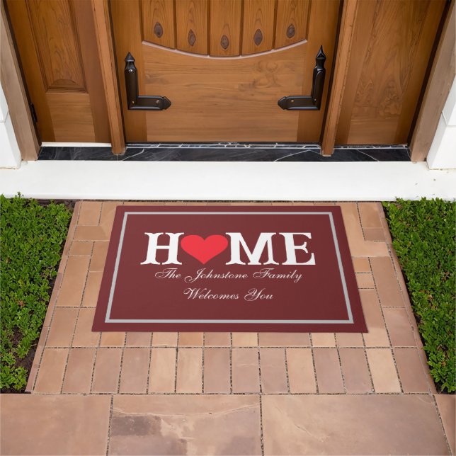 Felpudo Rústico nombre borgoña Guay ama nuestro hogar al a (Exterior)
