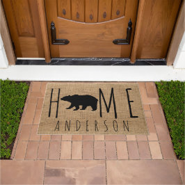 Felpudo Rústico País Faux Burlap Nombre de la familia del