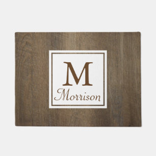 Felpudo Rústico País Madera Marco Blanco Personalizado
