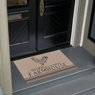 Felpudo Rústico Rooster Farmhouse Nombre familia Doormat