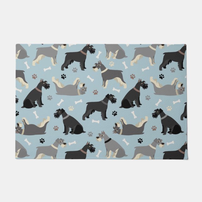 Felpudo Rutas Schnauzer y huesos (Anverso)