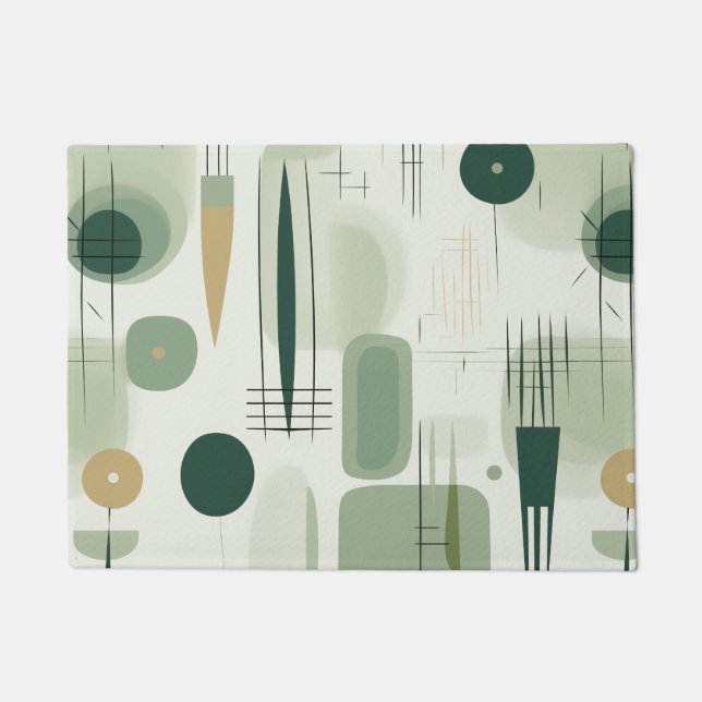 Felpudo Sage Green Mid Century Resumen moderno (Anverso)