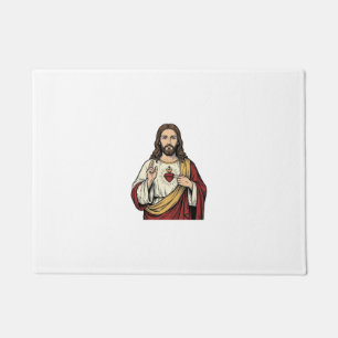 Felpudo Sagrado Corazón Jesús Grabado Vintage Arte Vectori