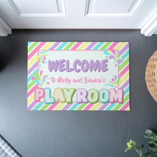 Felpudo Sala de juegos infantil con colores arcoiris