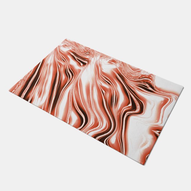 Felpudo Salmón brillante a rastros rojos largos y ondulado (Angular)