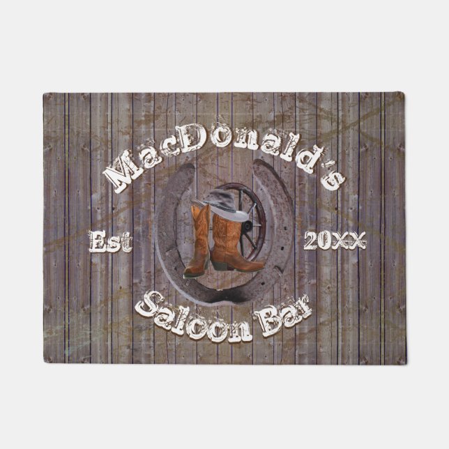 Felpudo Salón con temática de rancho rústico (Anverso)