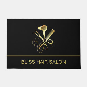 Felpudo Salón de Belleza Peluquero Negro Personalizado