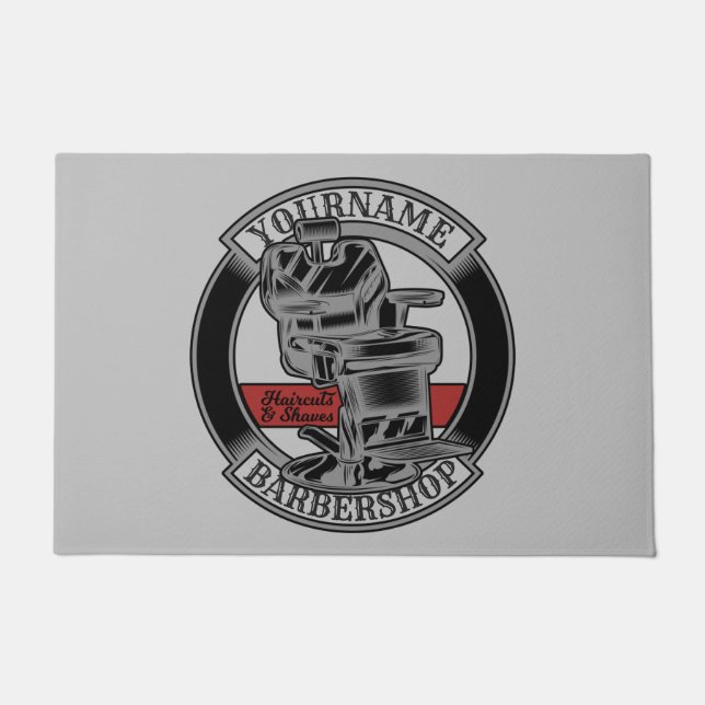 Felpudo Salón de sillas de peluquería Retro Personalizado (Anverso)
