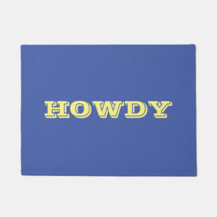 Felpudo Saludo o nombre "Howdy", azul y amarillo