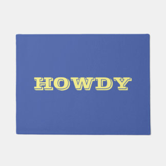 Felpudo Saludo o nombre "Howdy", azul y amarillo