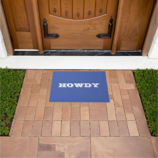 Felpudo Saludo o nombre "Howdy", color azul y blanco