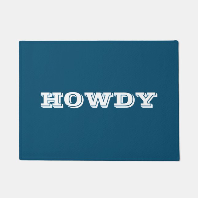 Felpudo Saludo o nombre "Howdy", Ocean Blue (Anverso)