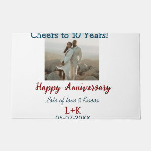Felpudo Saludos a los 10 años feliz aniversario agregar da