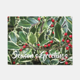 Felpudo Saludos de temporada Holly Berry Holiday