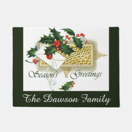 Felpudo Saludos personalizados de temporada de vintage