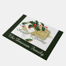 Felpudo Saludos personalizados de temporada de vintage