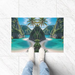 Felpudo "Saludos tropicales: aguas turquesas en tu puerta