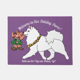 Felpudo ¡Samoyed con las campanas puestas! Mat de la puert