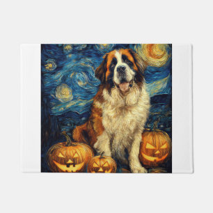 Felpudo San Bernardo Perro Lindo Halloween Jack O Linterna